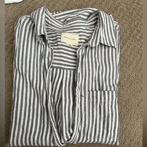 Blue & white striped button down